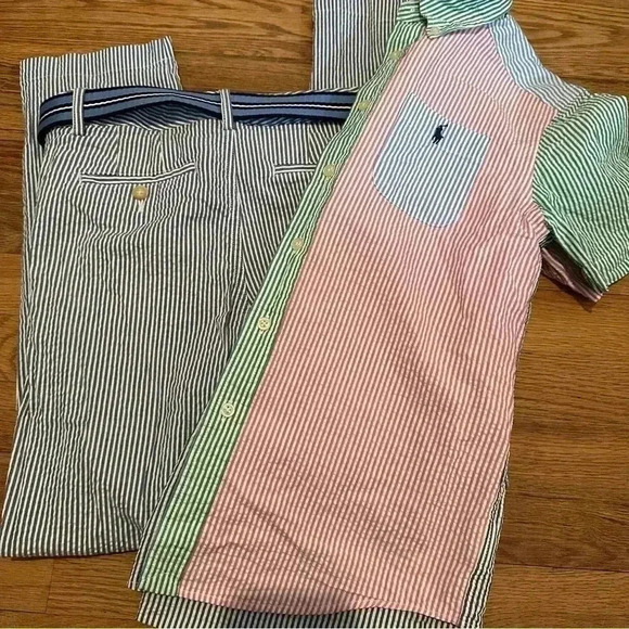 Polo Ralph Lauren Boys' Polo Prepster Color Blocked Short Sleeves Shirt Set